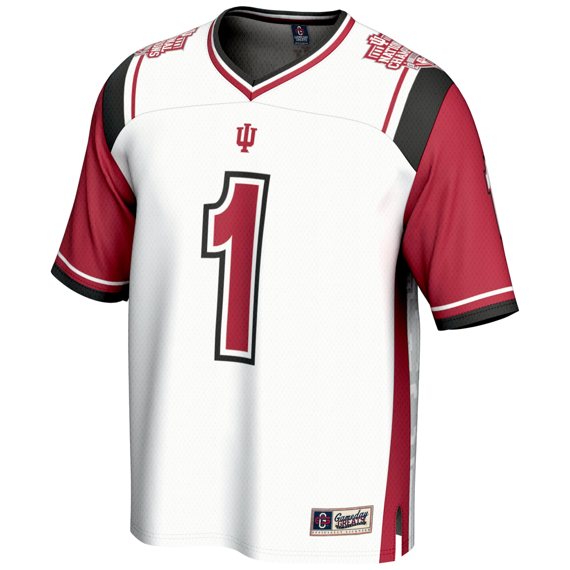 Youth #1 White Indiana Hoosiers College Football Playoff 2025 National Champions Commemorative Lightweight Fashion Jersey