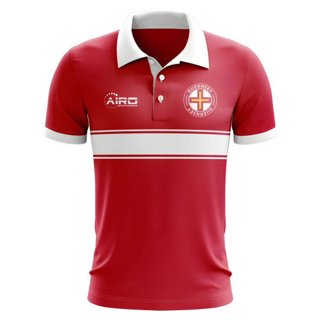Guernsey Concept Stripe Polo Shirt (Red)