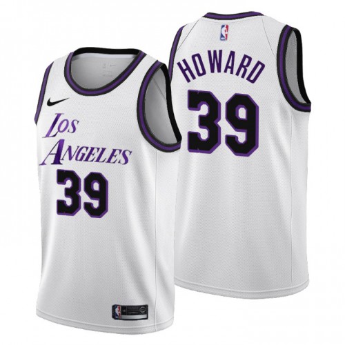 White Nike Angeles Lakers #39 Lakers Jersey - Mesh Fabric Basketball Jersey