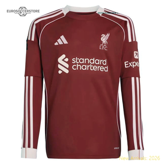 Liverpool Long Sleeve Home Kit 2025-2026 Game Replica Jersey