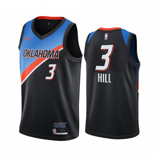 Official Thunder #3 George Hill 2020 City NBA City Jersey Black -