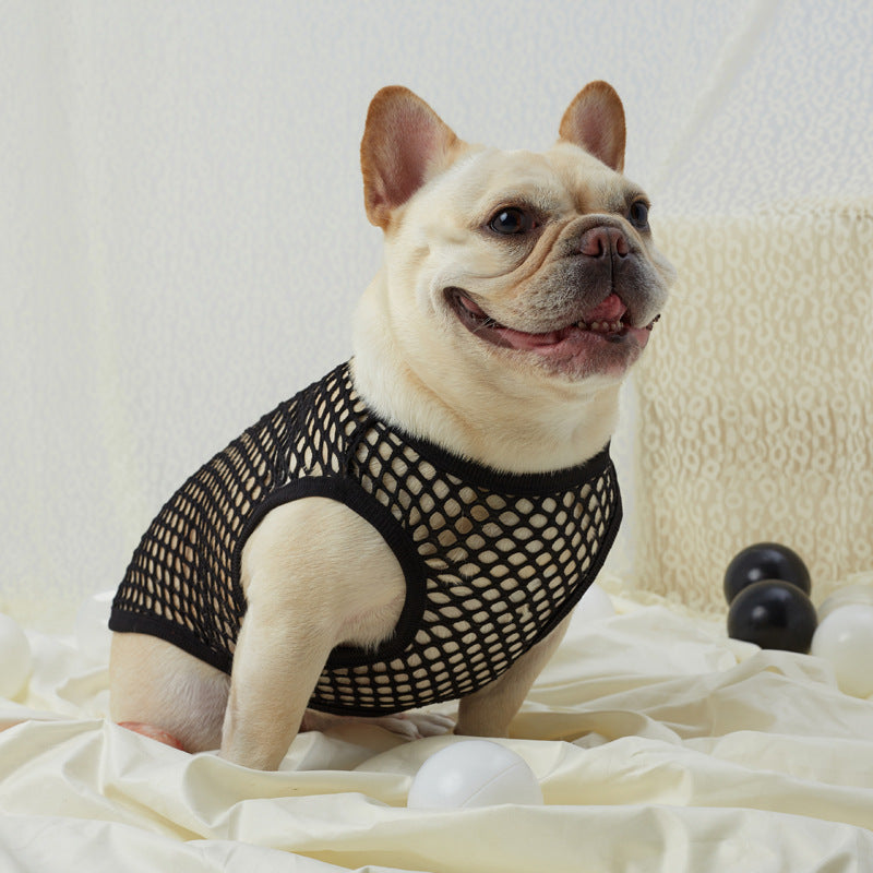French Bulldog Summer Clothes – Thin Hollow Mesh Vest for Small Dogs