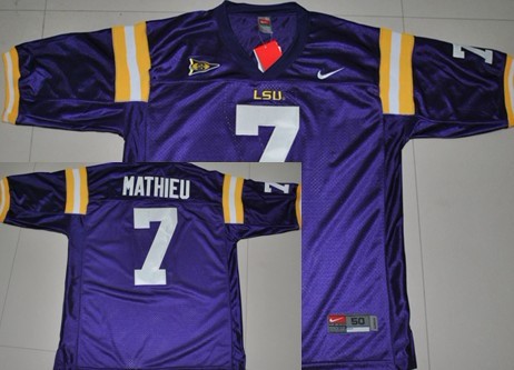 Men's LSU Tigers LA #7 Tyrann Mathieu Purple 2024 performance