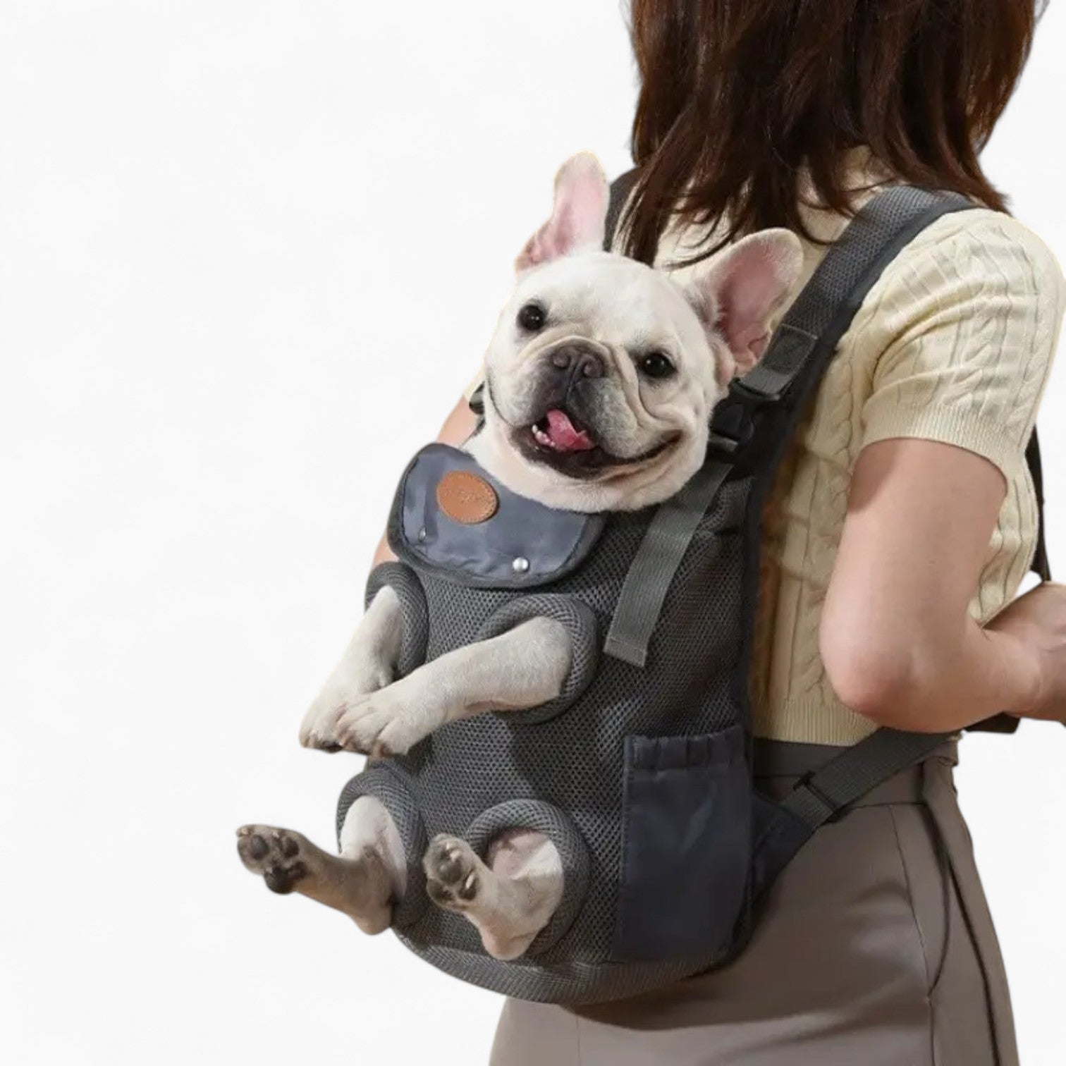 PupPack French Bulldog Chest Carrier – Breathable Double-Shoulder Front Backpack