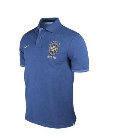 Genuine 2013 Brazil Blue Polo T-Shirt - Official Replica 4375
