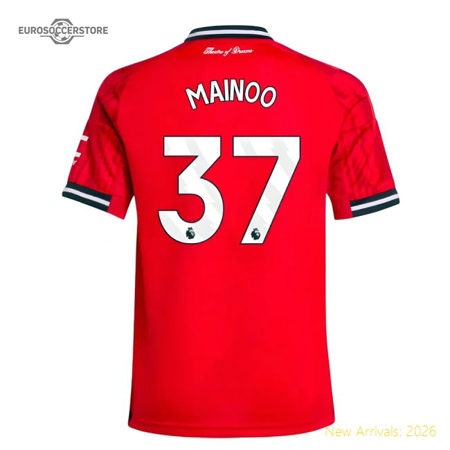 Official 2025-2026 Man Utd Home Shirt (kids) (mainoo 37) - Premium