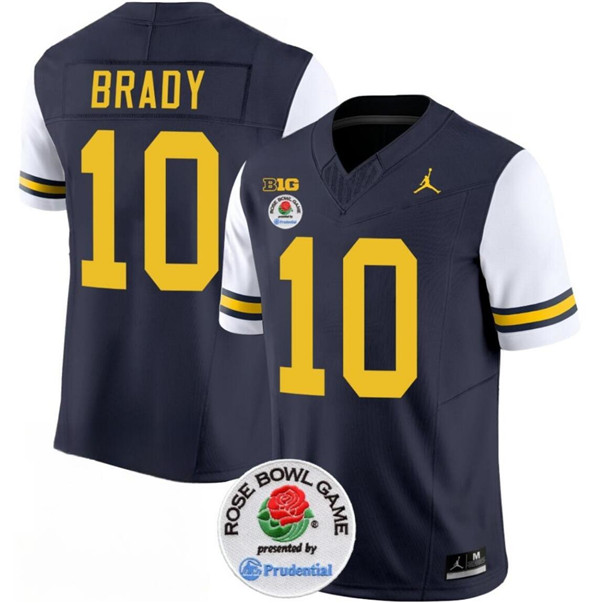 Men's UM Wolverines #10 Tom Brady White 2023 premium replica Jersey
