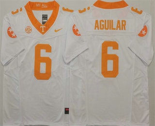 embroidered Men's None Joey Aguilar #6 White 2024 Football Jersey