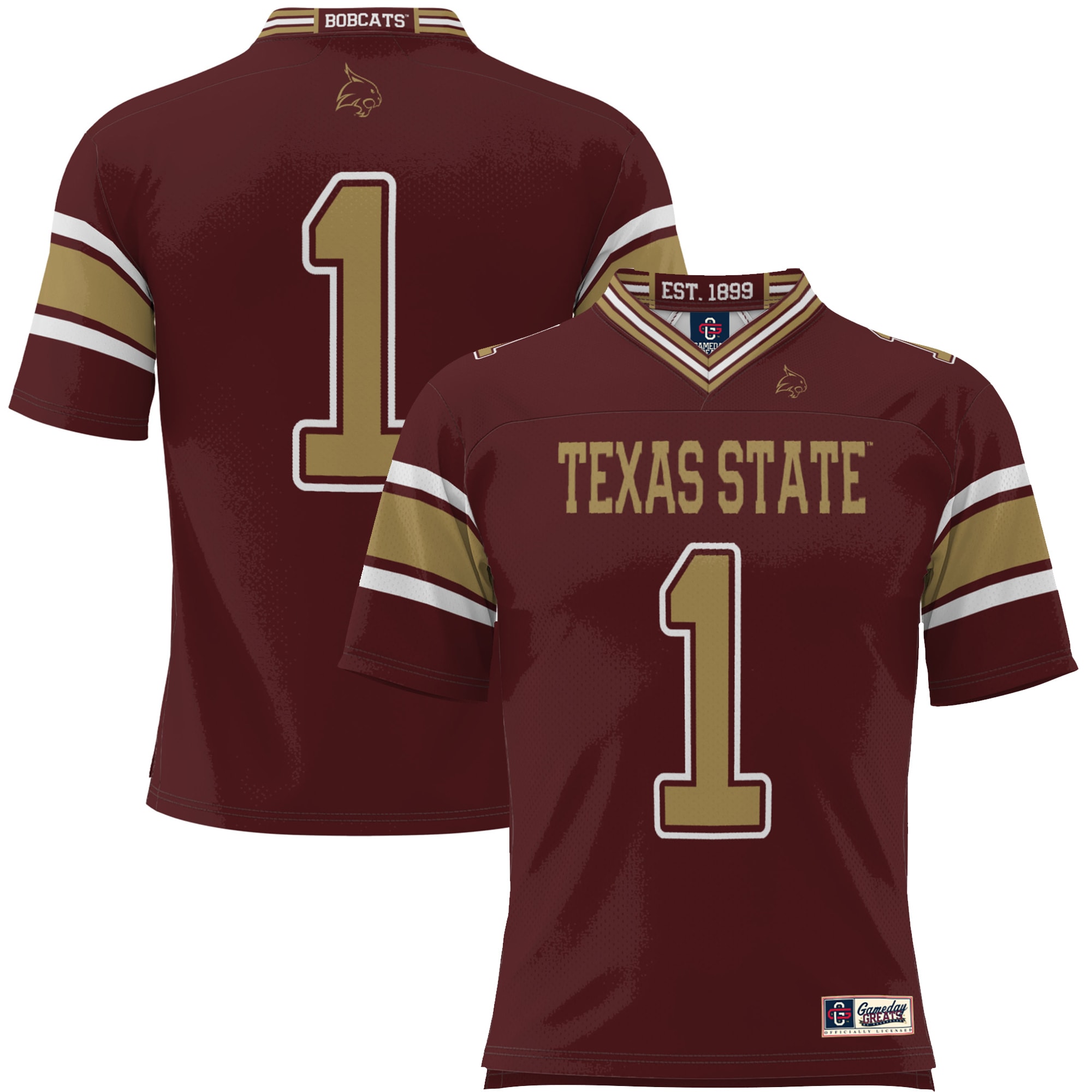 #1 Texas State Bobcats GameDay Greats Youth Endzone 2026 Season Football Jersey - Maroon