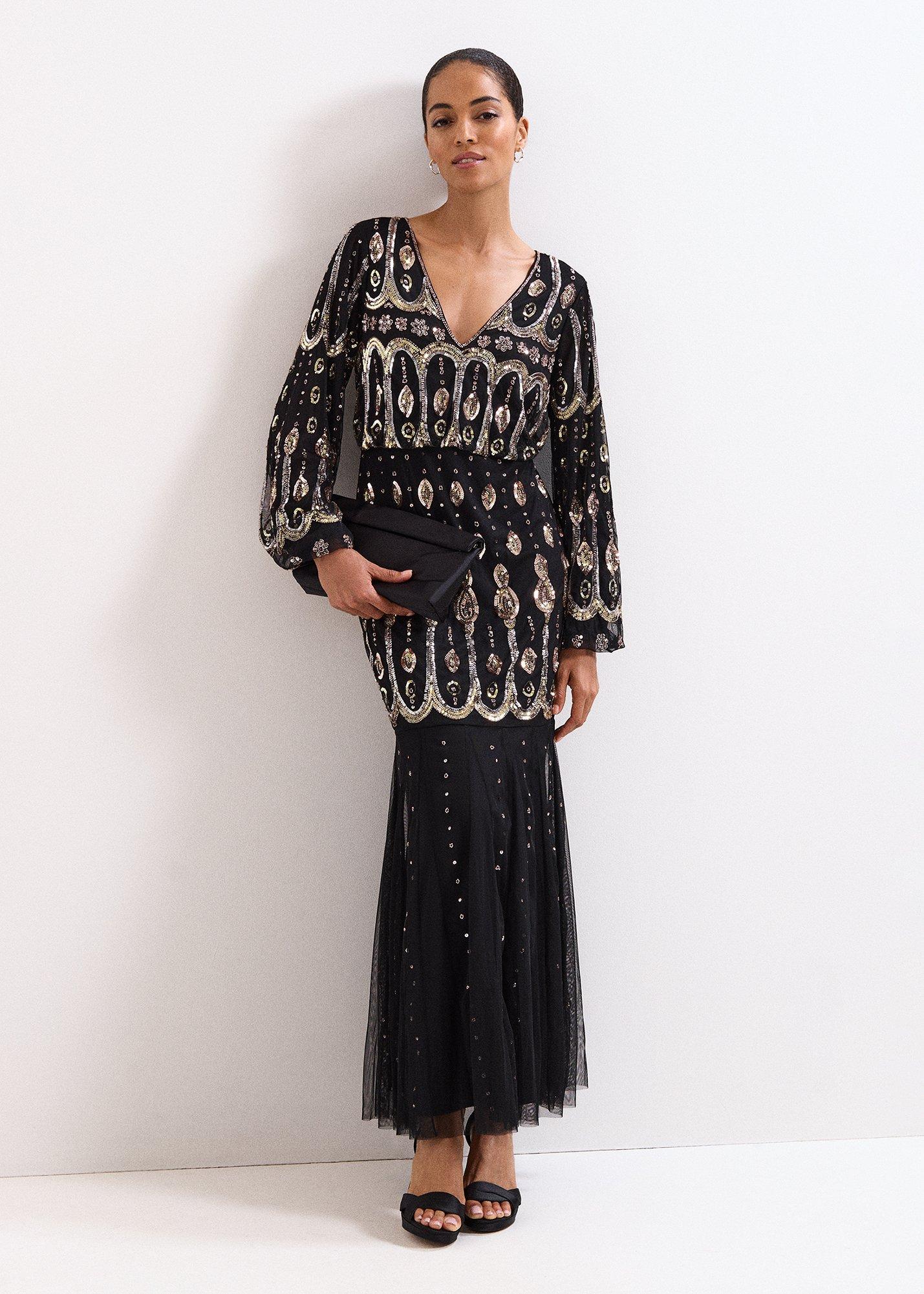 Sasha Black Beaded Maxi Dress