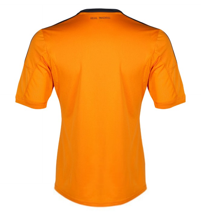 Breathable 13-14 Real Madrid Away Orange Soccer Jersey KitShirtShorts