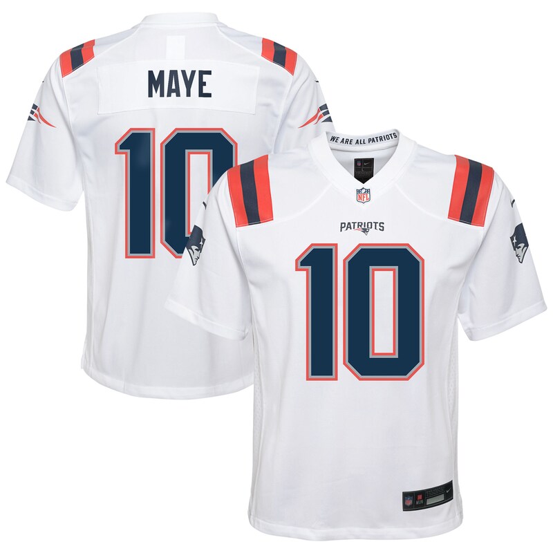 Drake Maye New England Patriots Nike Youth Game Jersey - Whi...