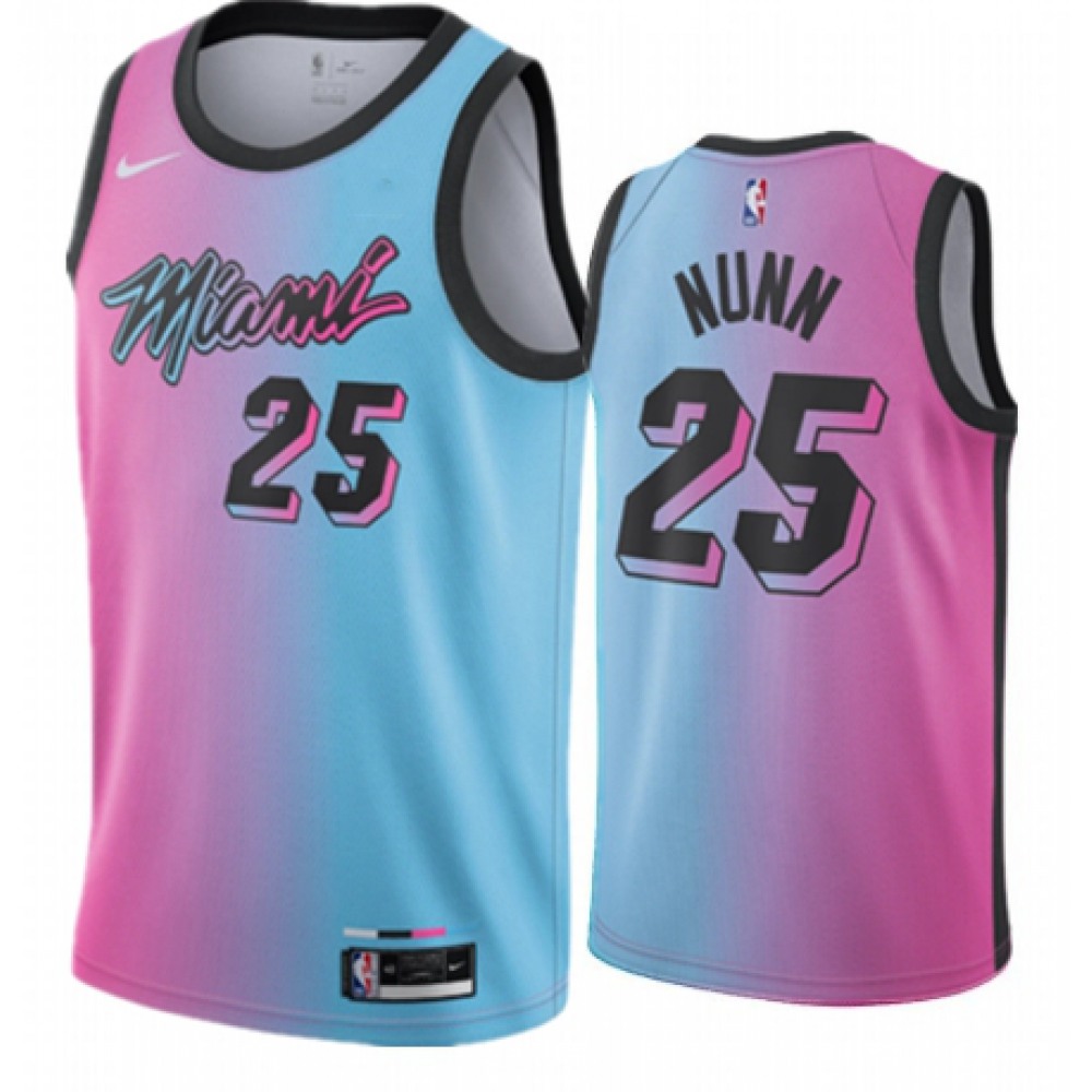 Men's Miami Heat #25 Kendrick Nunn 2020-21 Blue/Pink City Edition Stitched Jersey