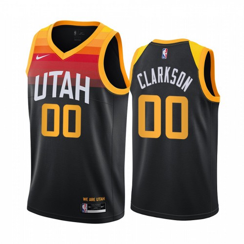 Top-Grade UTA Jordan Clarkson #00 2020 City Swingman NBA Jersey Black