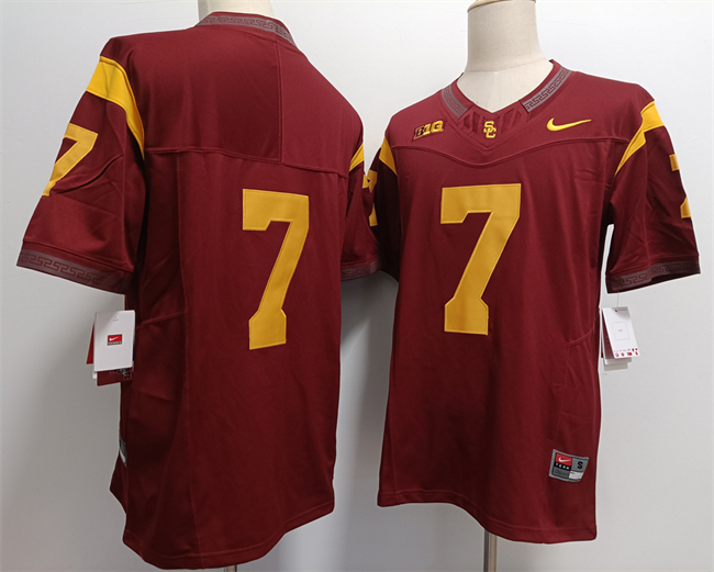 Men's None Red 2023 college football Miller Moss #7 match worn Jersey
