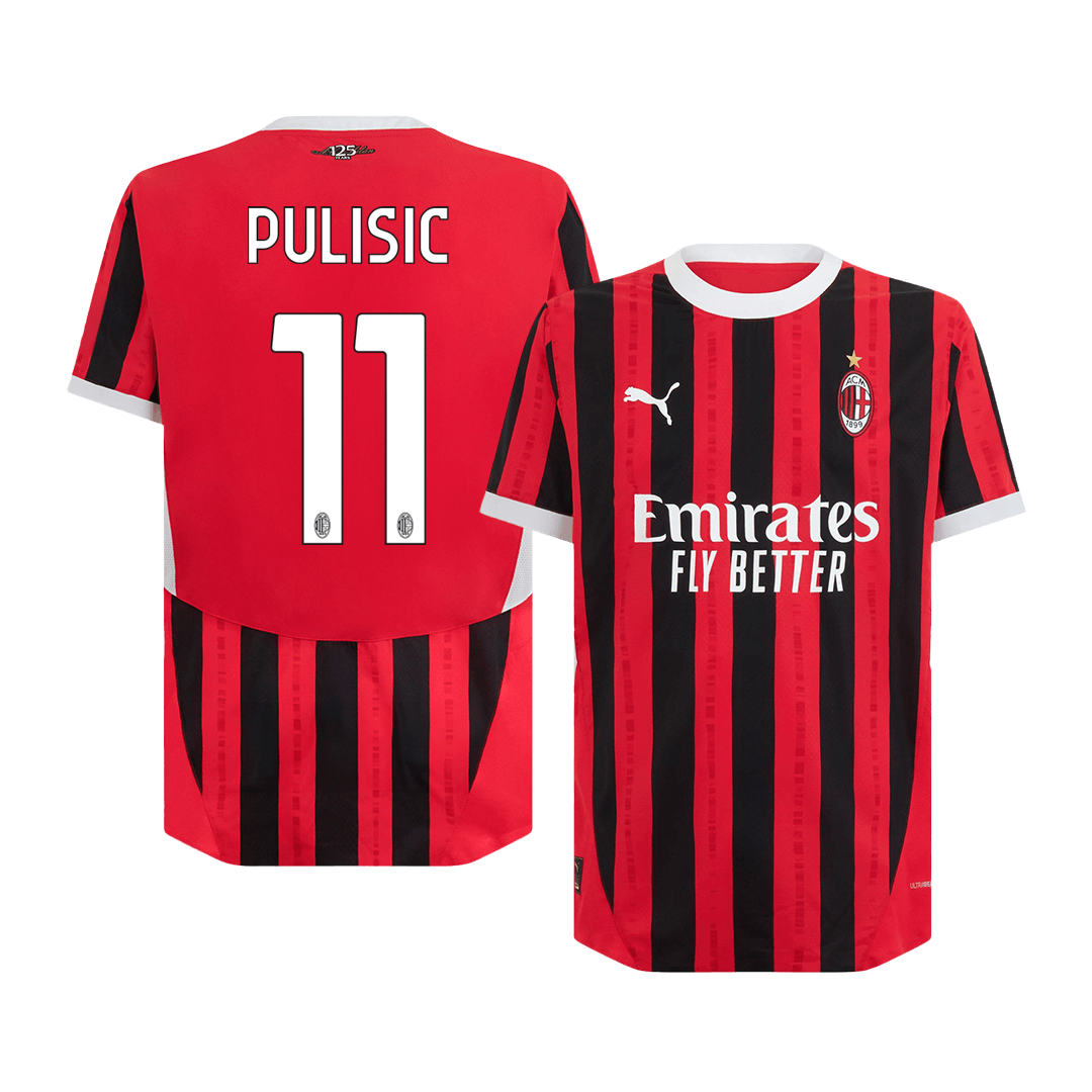 Player Version PULISIC #11 AC Milan Home Soccer Jersey 2024/25Authenti
