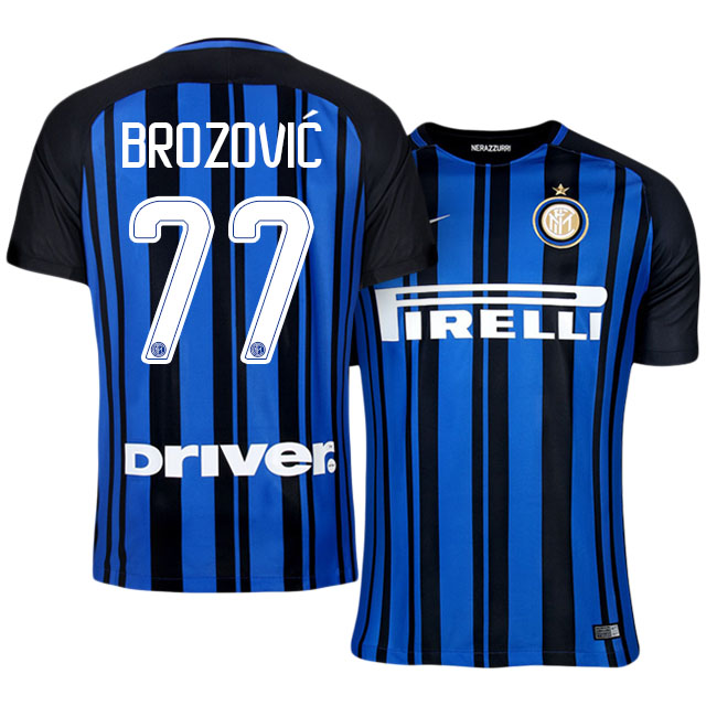 Inter Milan Home 201718 77 Marcelo Brozovic Soccer Jersey Shirt -