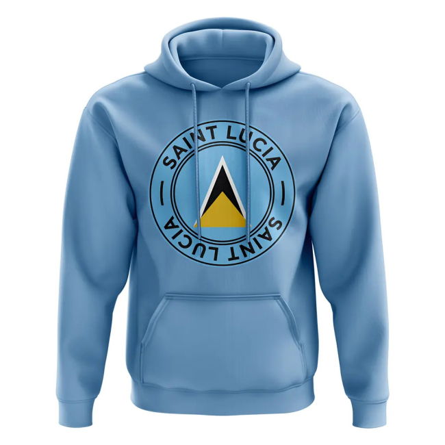 Limited-Edition Top-Tier Saint Lucia Football Badge Hoodie (Sky)