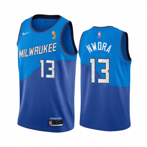 MIL #13 Jordan Nwora Performance 2021 Finals NBA Jersey - Blue City
