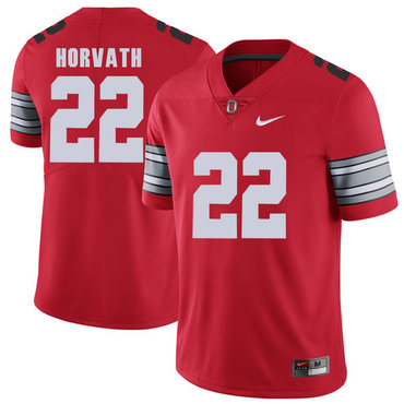 Men's OSU Ohio #22 Les Horvath Red 2018 match worn home jersey Jersey