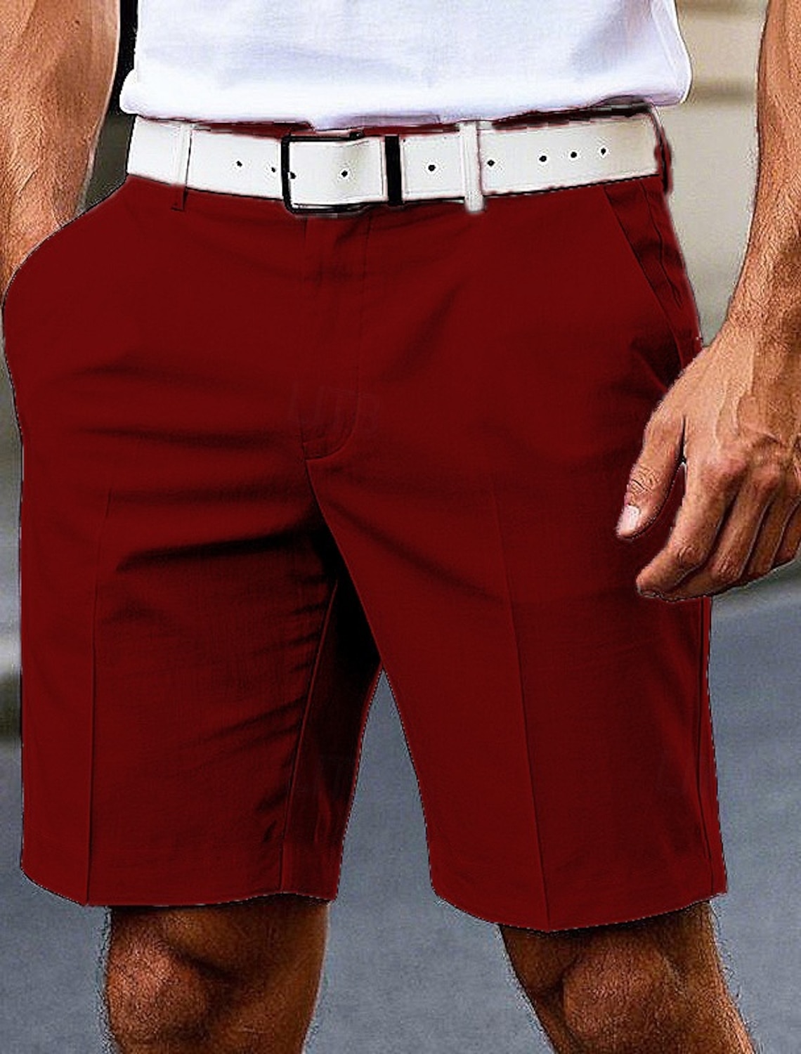 Men's Dress Shorts Burmuda Shorts Work Shorts Pocket Plain Comfort Knee Length Outdoor Business Fashion Casual Black White