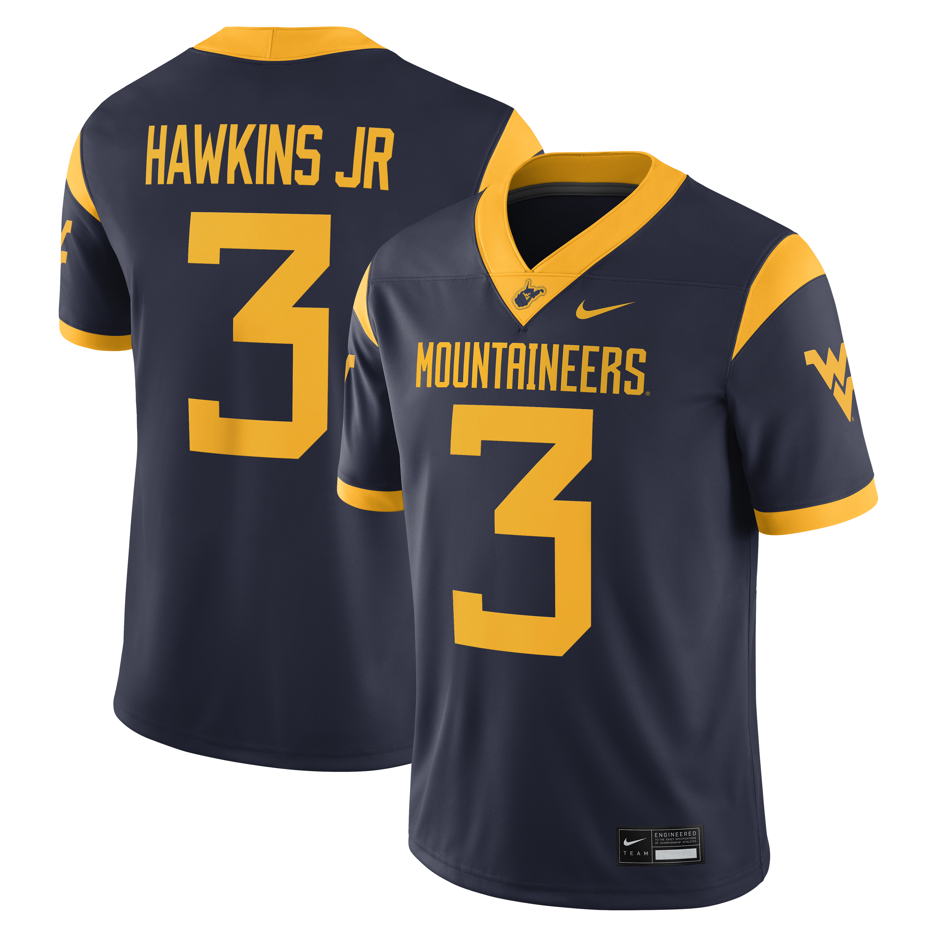 [NJP] Youth Michael Hawkins Jr. West Virginia Mountaineers Game Football Jersey - Navy