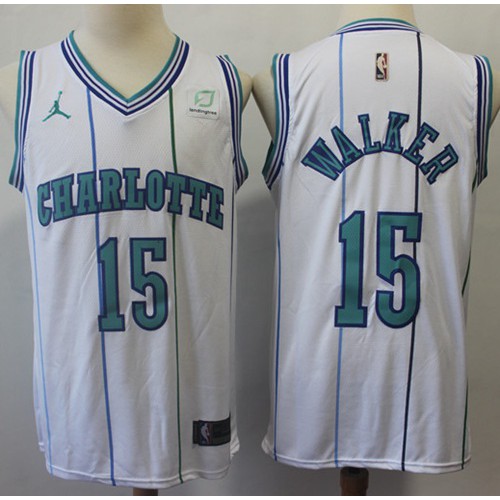 White BKN Charlotte Hornets #15 Nike Jersey Basketball Jersey