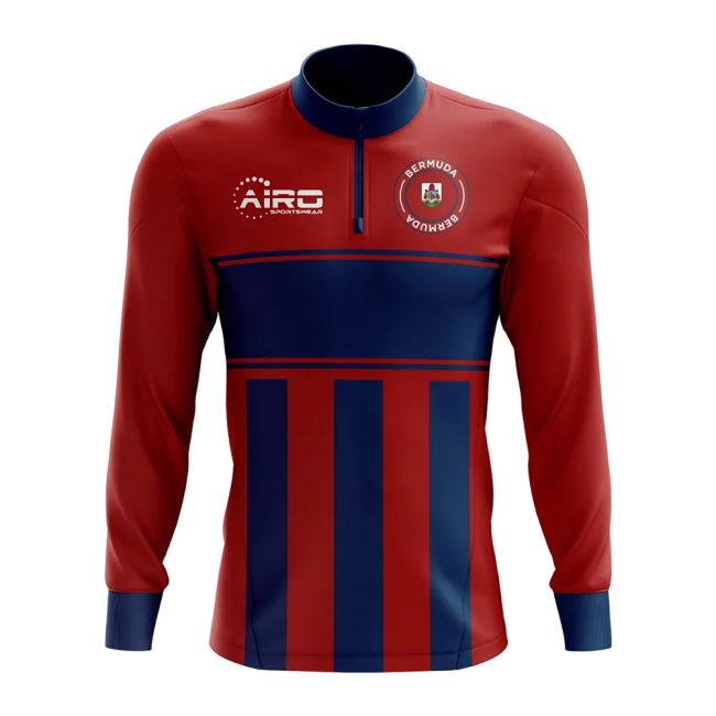 Elite Elite Bermuda Concept Football Half Zip Midlayer Top (Red-Blue)