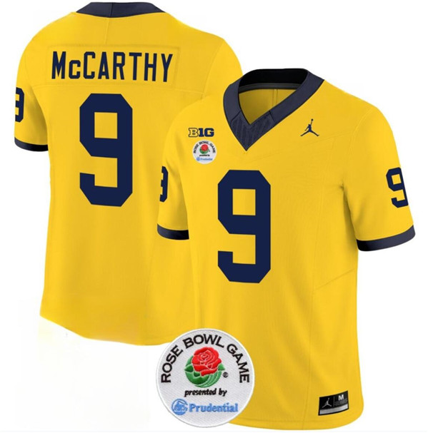 Men's U-M Wolverines Yellow 2023 stitched None #9 comfortable Jersey