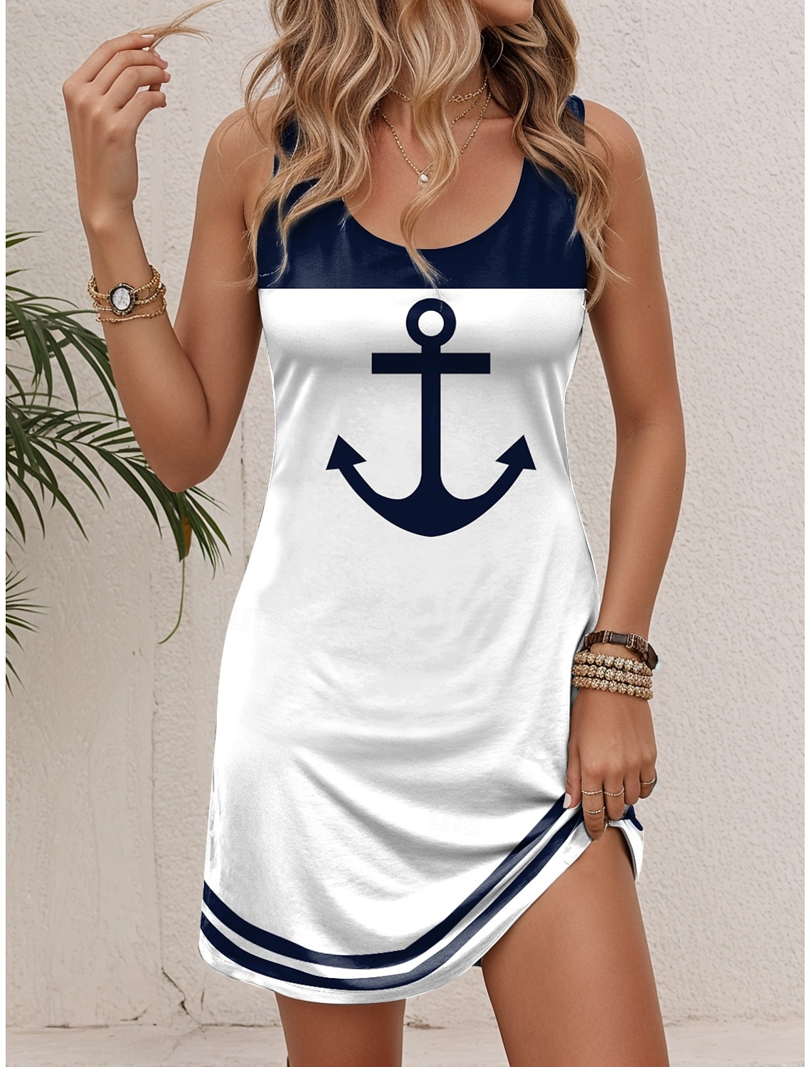 Women's Maxi Dress T Shirt Dress Tee Dress Sundress Shift Dress Summer Dress Vacation Tropical Stylish Vacation Party Holiday Regular Fit Geometric Stripe Short Sleeve Crew Neck White Dark
