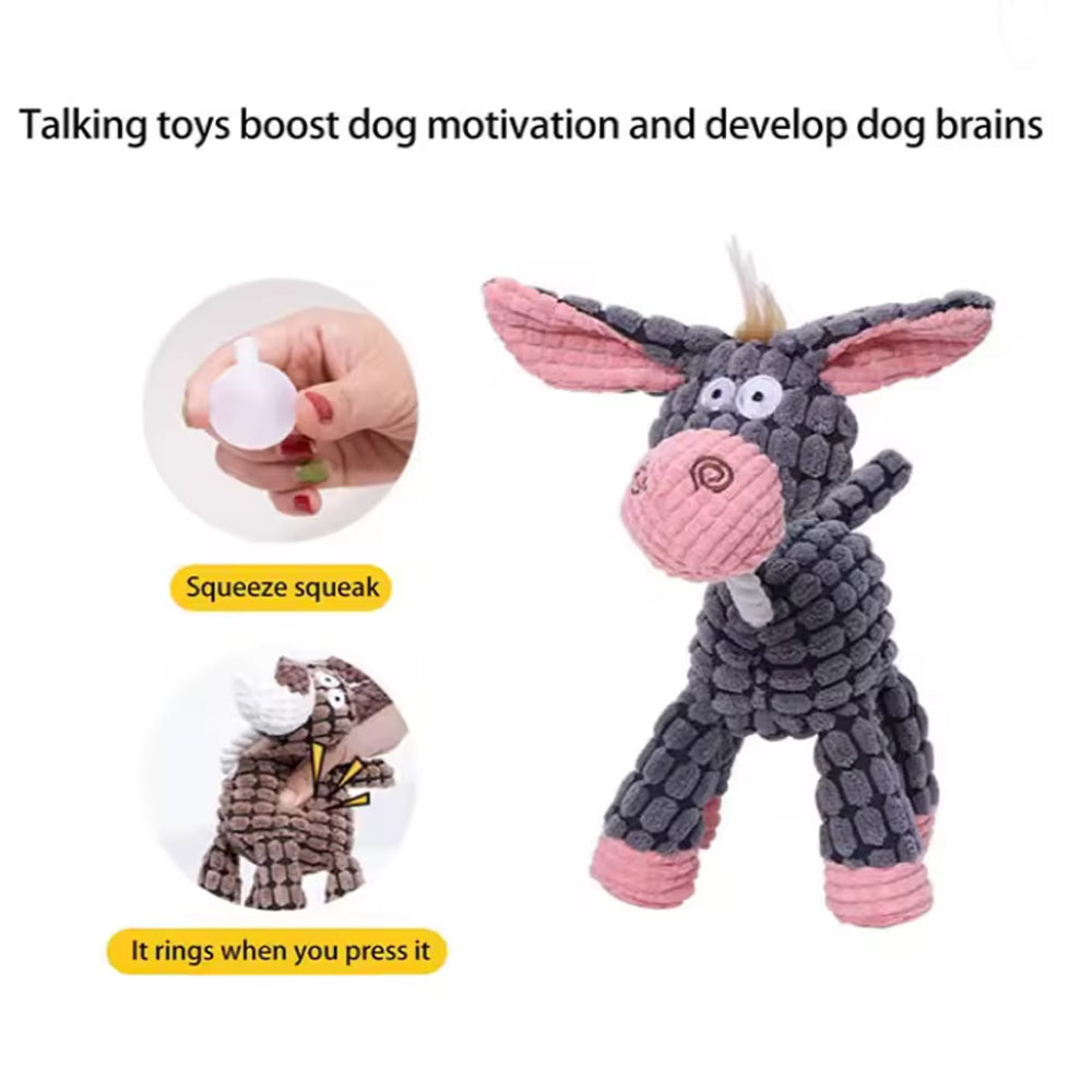 French Bulldog Donkbit Frenchie Plush Toy – Animal Squeaky Chew Toy Fun Dog Toy