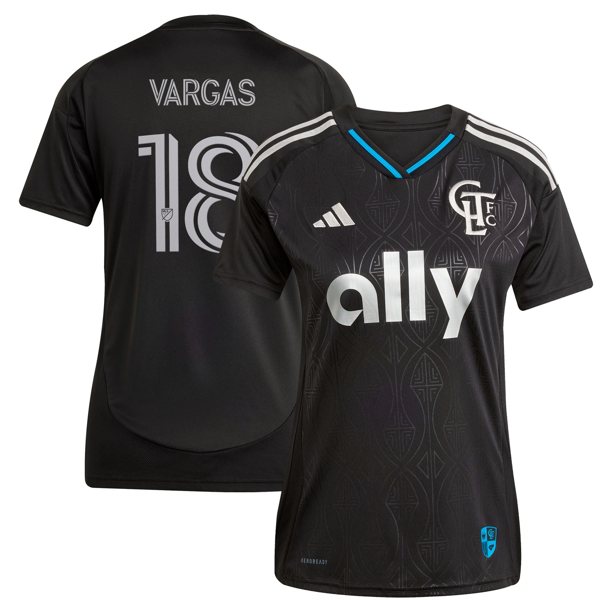 [SJH] Youth Kerwin Vargas Charlotte FC Women's 2025 Fortress Kit Replica Jersey - Black