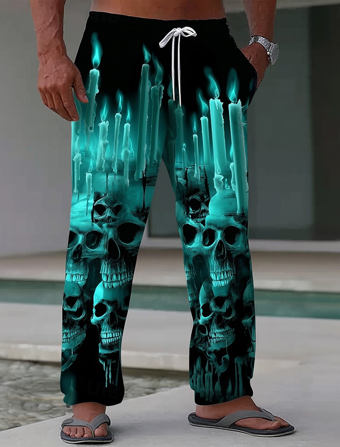 Men's Costumes Skulls Trousers Baggy Pants Casual Mid Waist Dark