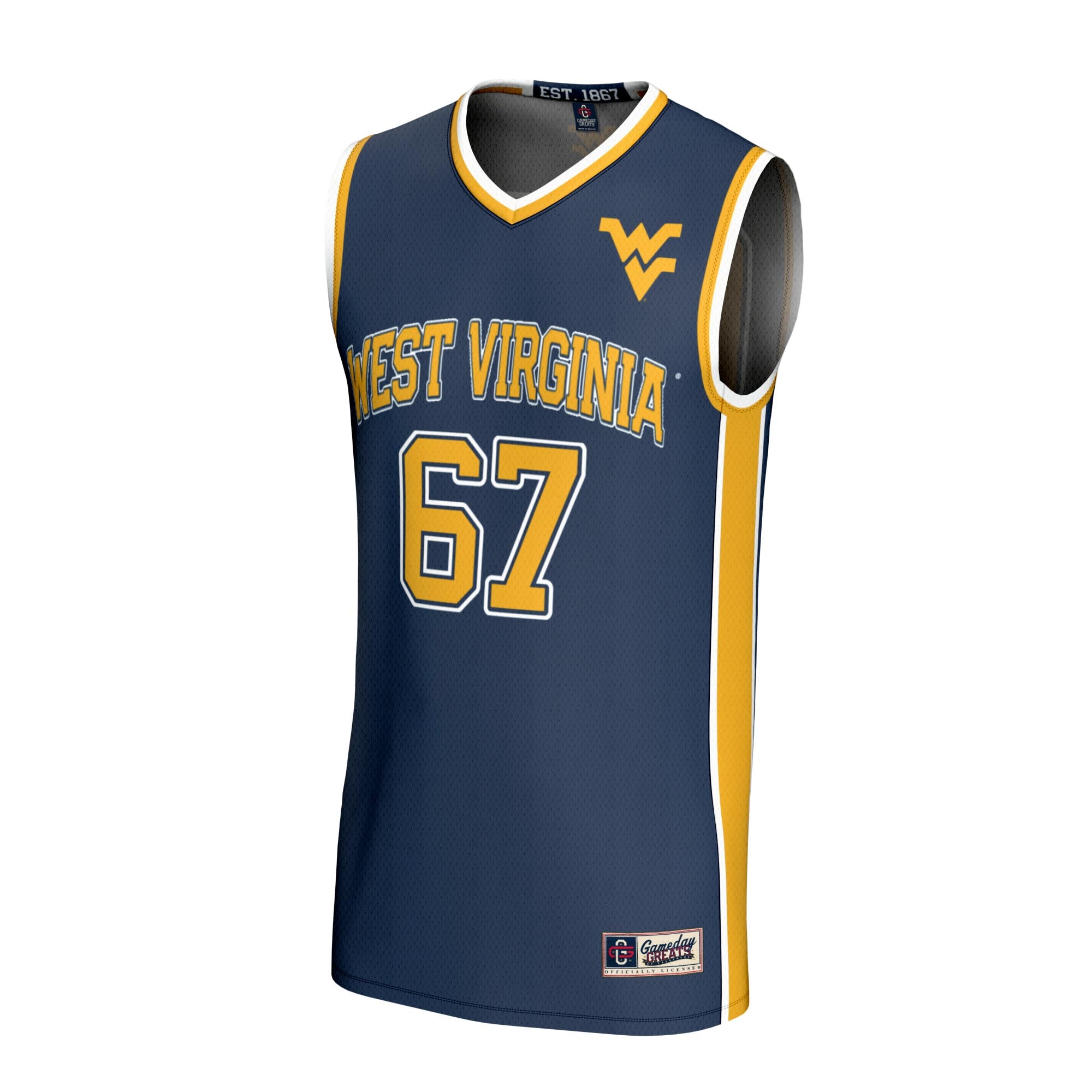 [DDG] West Virginia Mountaineers GameDay Greats Unisex Lightweight Collegiate Basketball Fashion Jersey - Navy