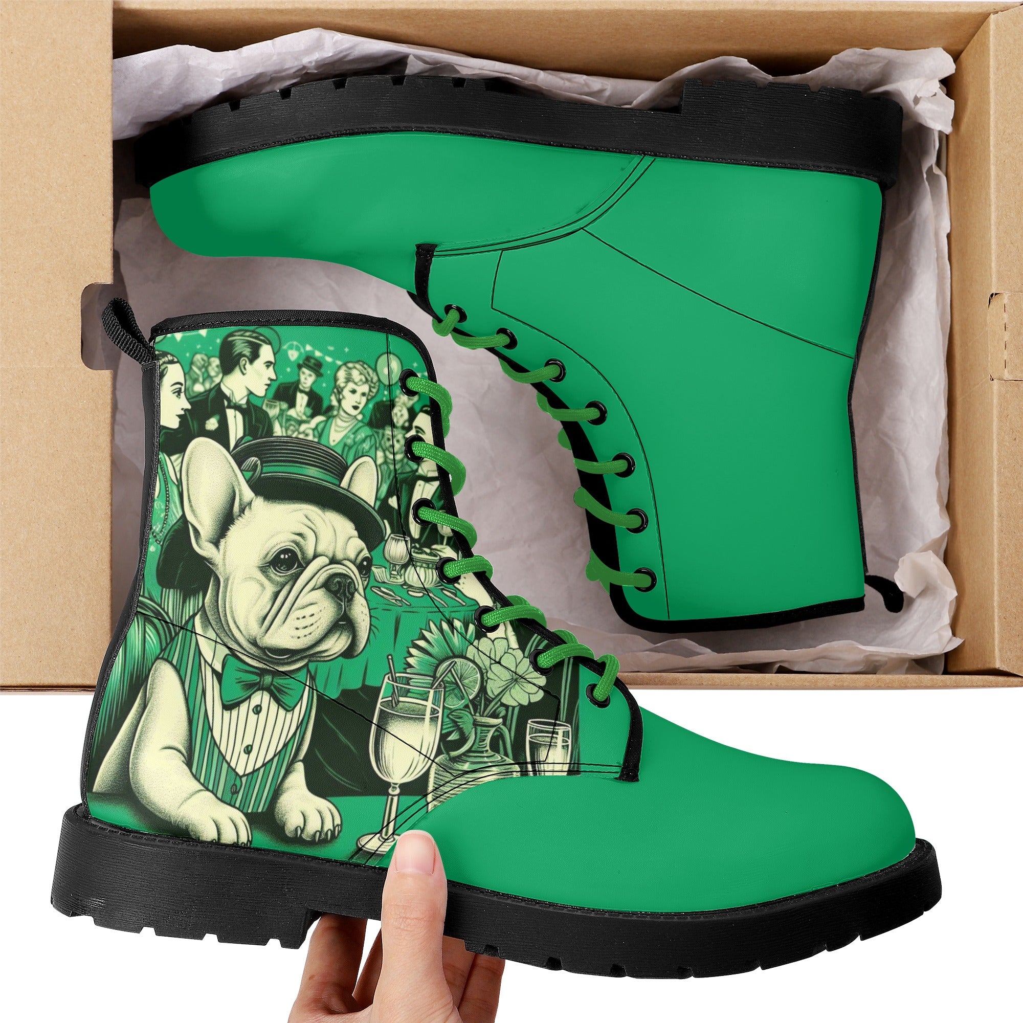 - French Bulldog Themed Leather Boots For Dog Lovers | Unique Design