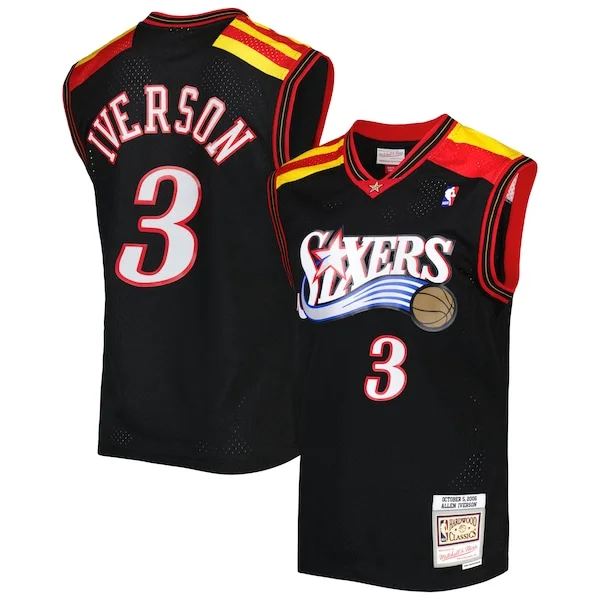 Premium-Quality Allen Iverson PHI Basketball Jersey - Black