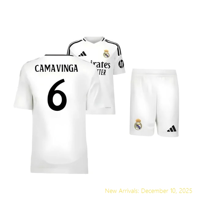 2024-2025 Real Madrid RM Premium Home Youth Kit (Camavinga 6)