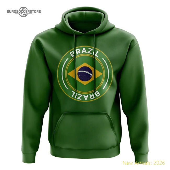 Brazil Football National Teams Badge Hoodie Green Xsb (3-4 Years)