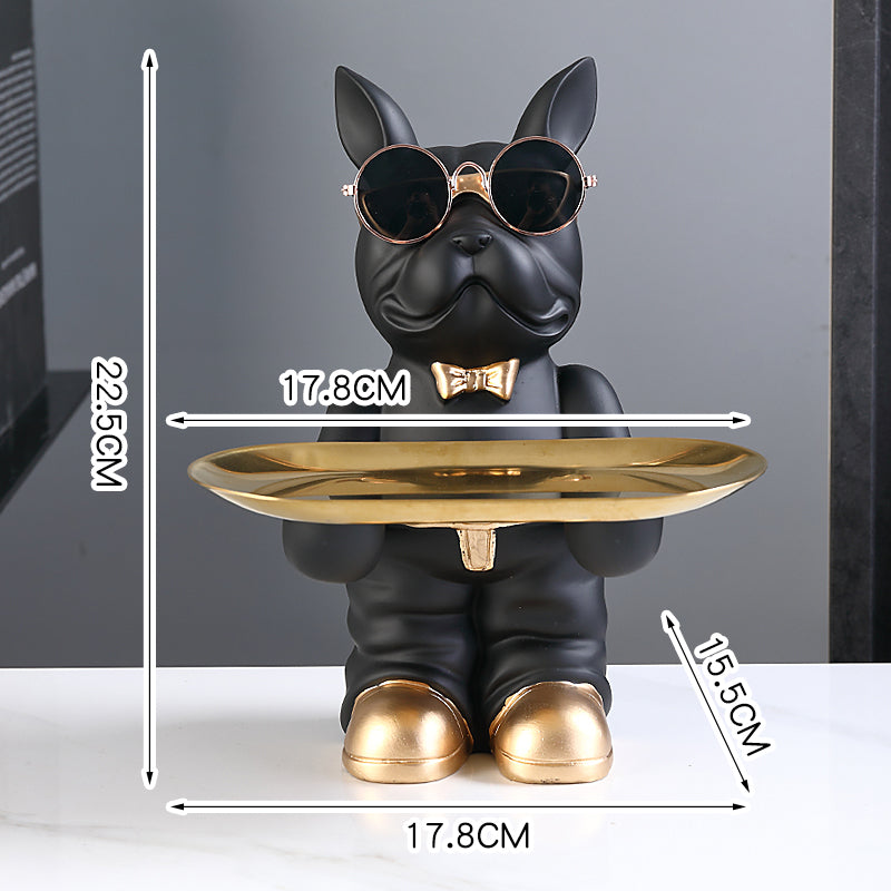 Decorative Frenchie Figurine with Storage Tray - Add Whimsy and Order to Your Room