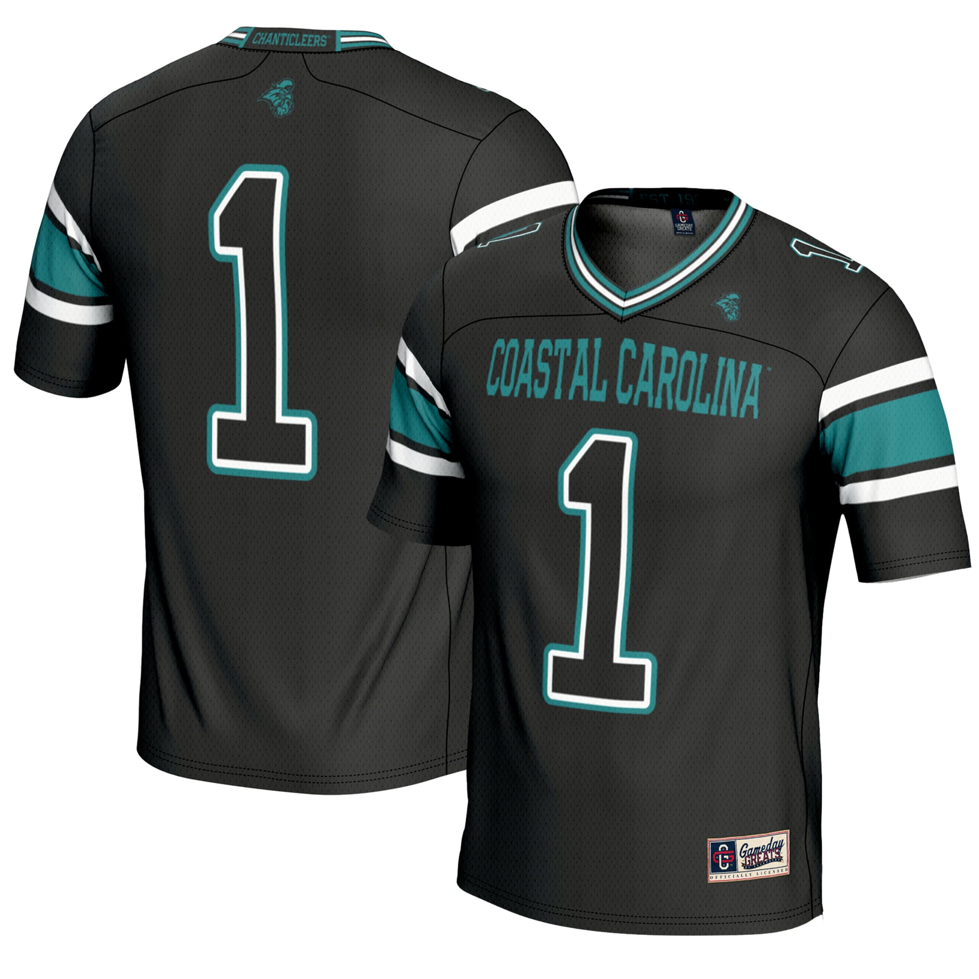 Men's #1 Black Coastal Carolina Chanticleers Endzone Football Jersey
