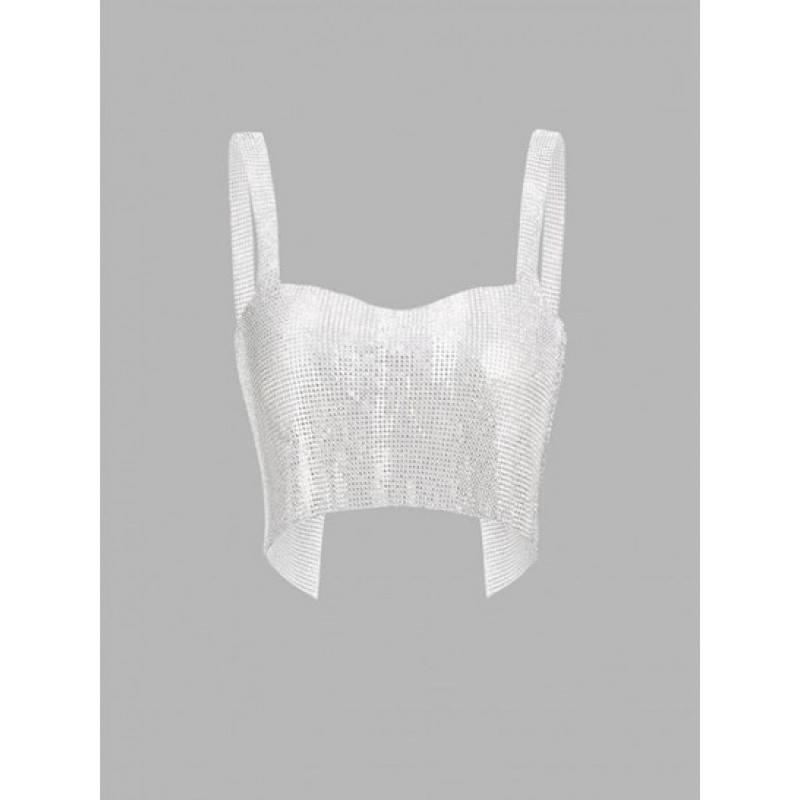 Rhinestone Crop Tank Top YH9743