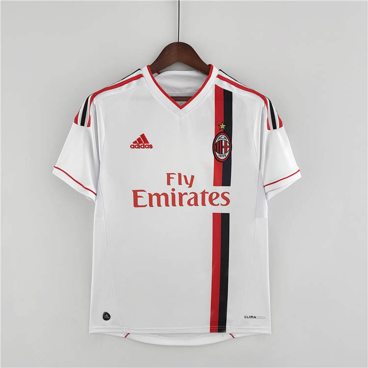 Moisture Wicking 11-12 AC Milan White Retro Football Shirt Soccer