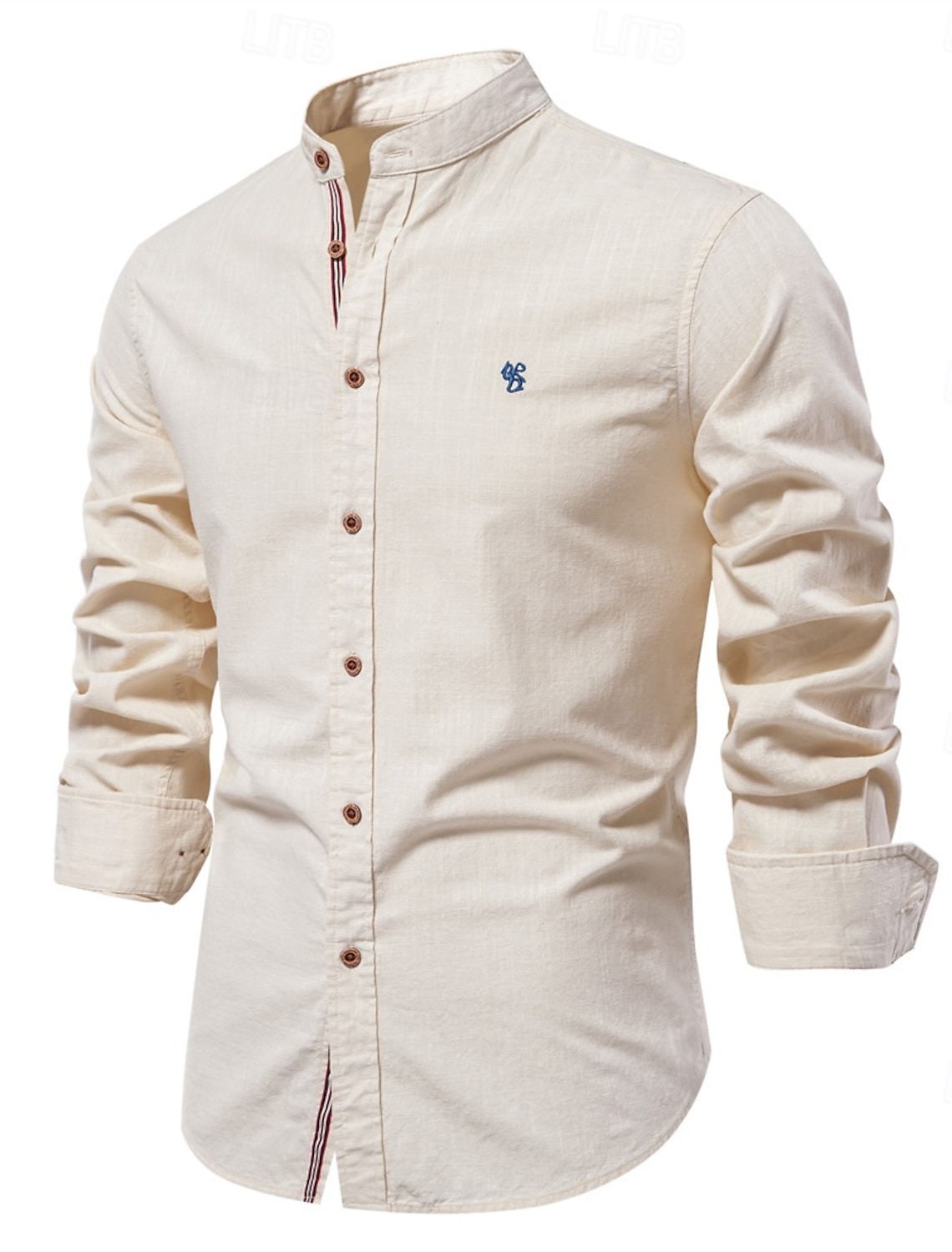 Men's Shirt Linen Shirt Summer Shirt Button Up Shirt Plain Casual Daily Blue Black White Light Green Long Sleeve Collar Spring & Summer Clothing Apparel Embroidered