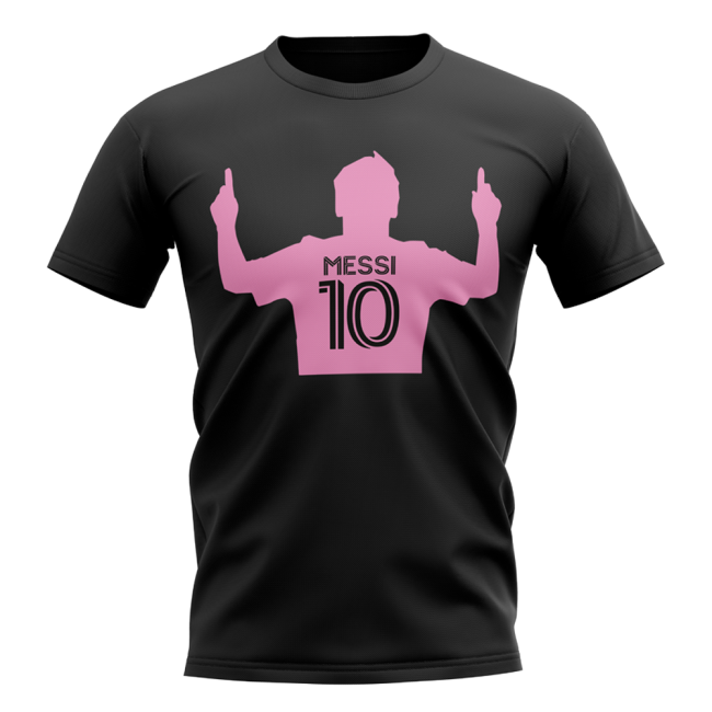 T-Shirt Lionel Messi Silhouette Miami Jet Black In Multiple Adult Sizes