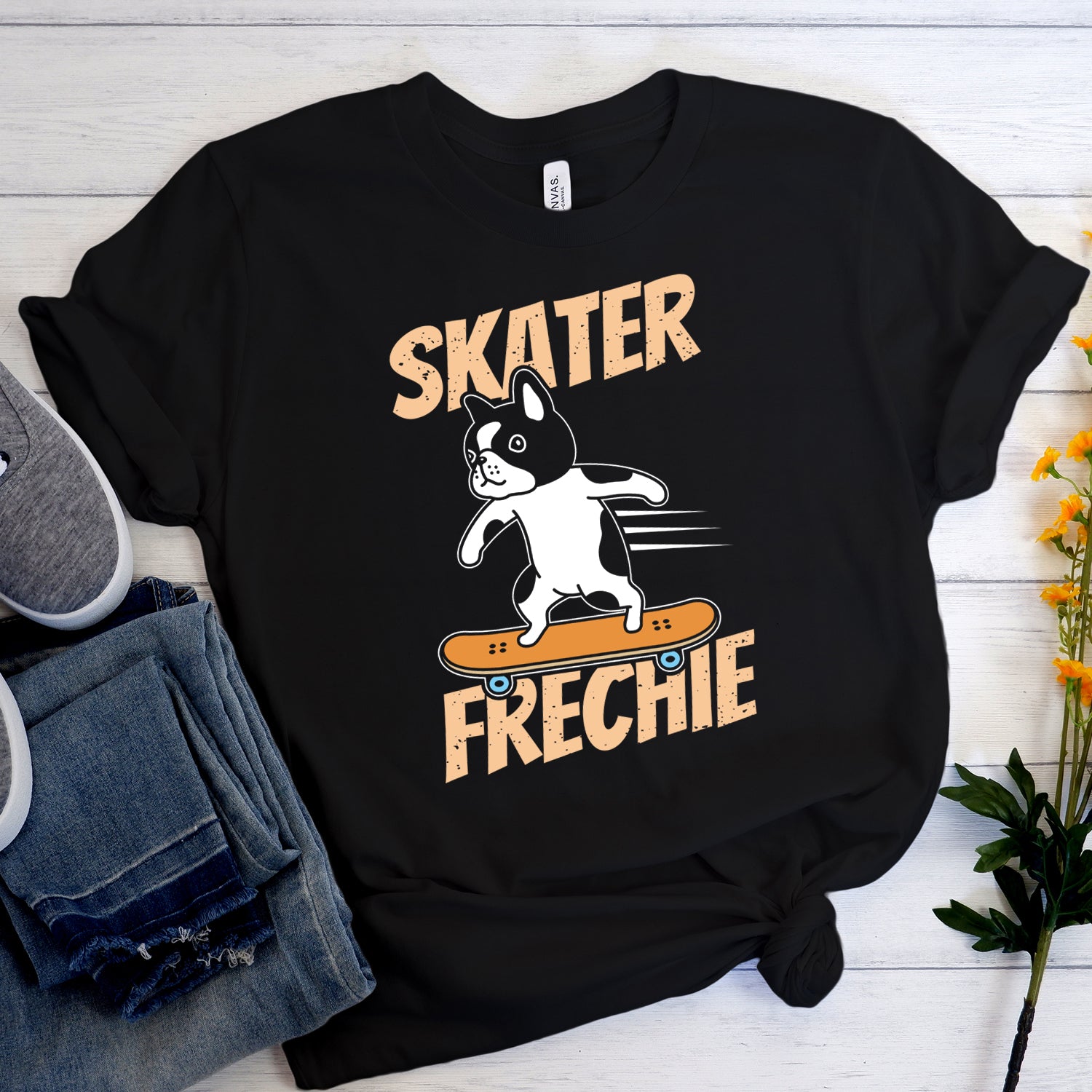 French Bulldog French Bulldog With Skateboard Unisex T Shirt Durable Dog Item