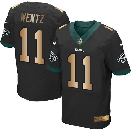 Official NFL PHI Eagles #11 Carson Wentz Black Elite Jersey - NFL L...