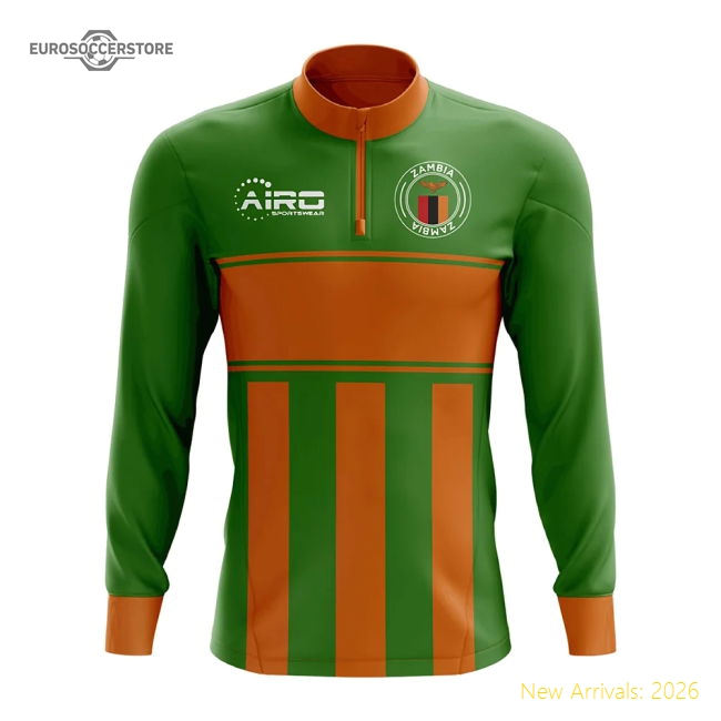 Premium-grade Zambia Concept Football Half Zip Midlayer Top (green