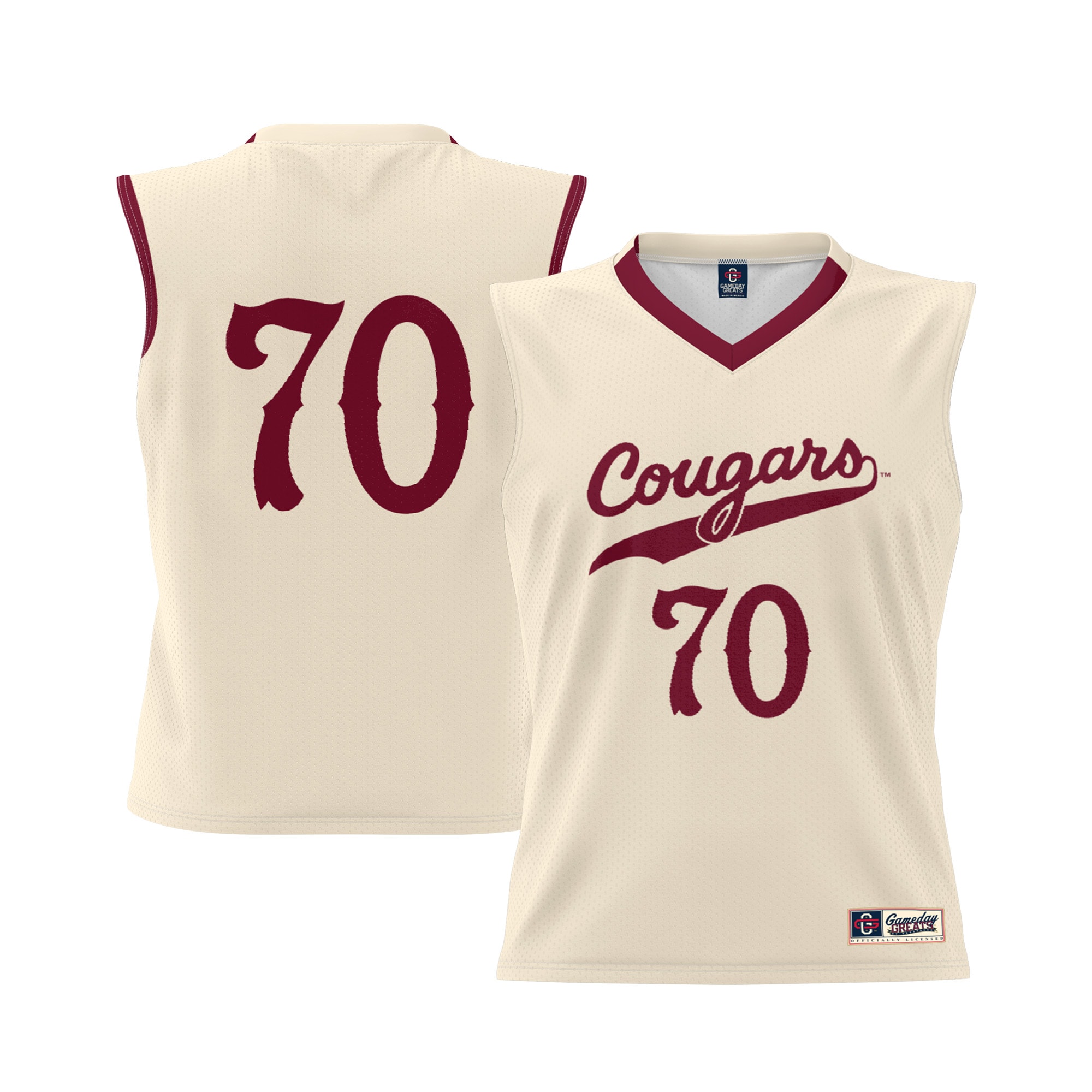 [NJP] Charleston Cougars GameDay Greats Unisex Lightweight Basketball Jersey - Cream