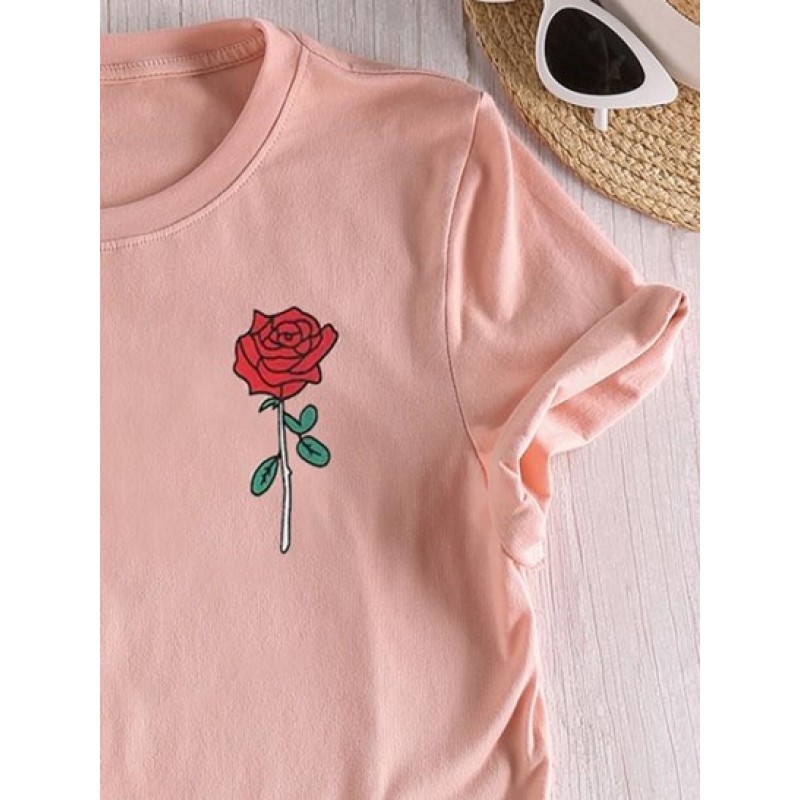 Short Sleeve Floral Print T Shirt KO5893