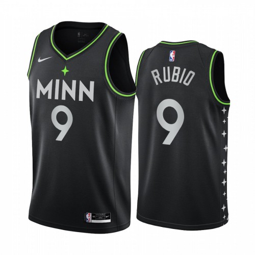 High-Quality MIN #9 Ricky Rubio 2020 City NBA Swingman Jersey Black -